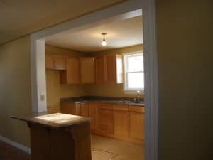 Kitchen and hallway under construction